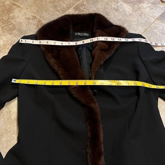 SHANI Mink Collar Jacket Blazer Style Belted Size 10 Black Brown Lined FLAWLESS - Picture 5 of 13